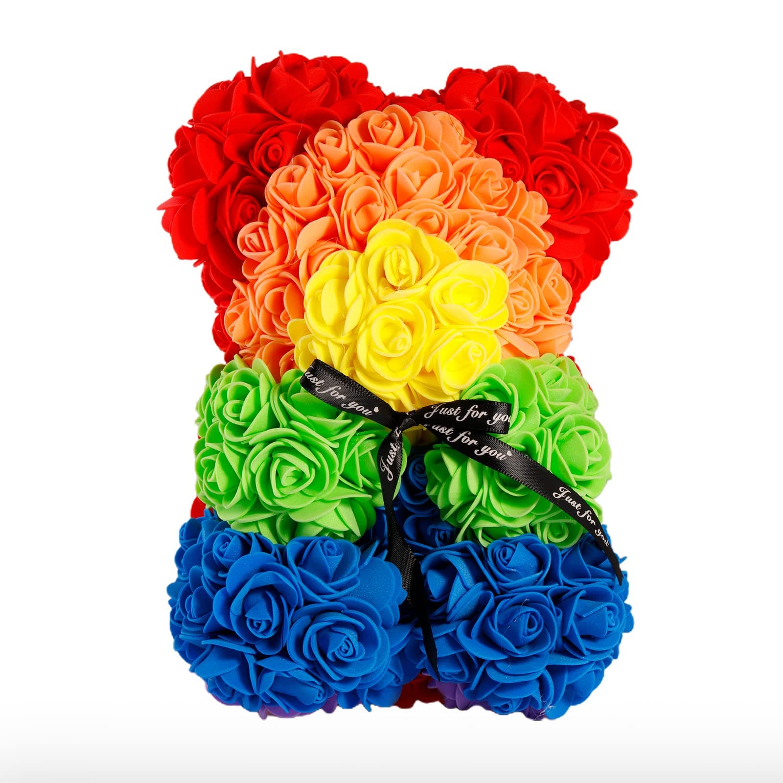 10 Inch Blended Color Artificial Rose Teddy Bear - Perfect Gift for Any Occasion