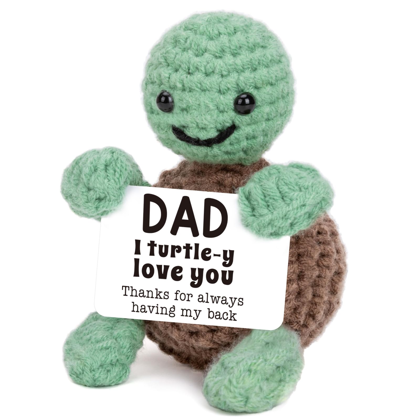 Handmade turtle gift for dad – sweet and funny “I turtle-y love you” plush, perfect for Father's Day or birthdays
