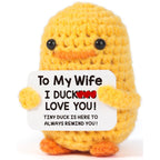 Tiny Crochet Duck Plush with Funny Message Card