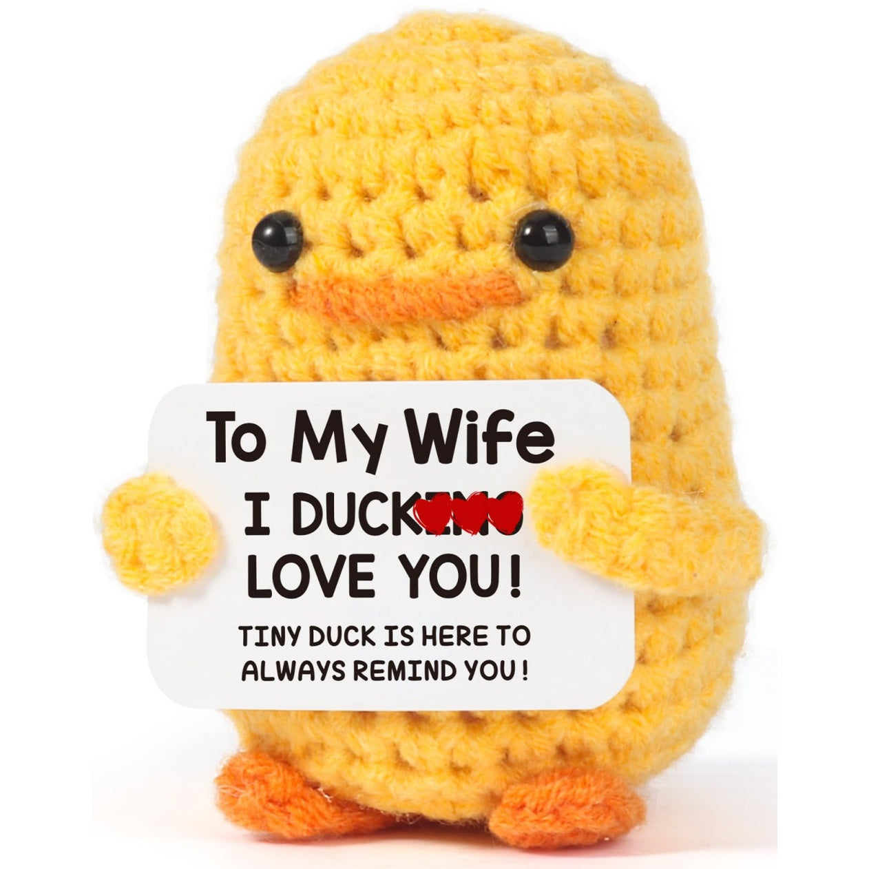 Tiny Crochet Duck Plush – Handmade Gift with Funny & Loving Messages