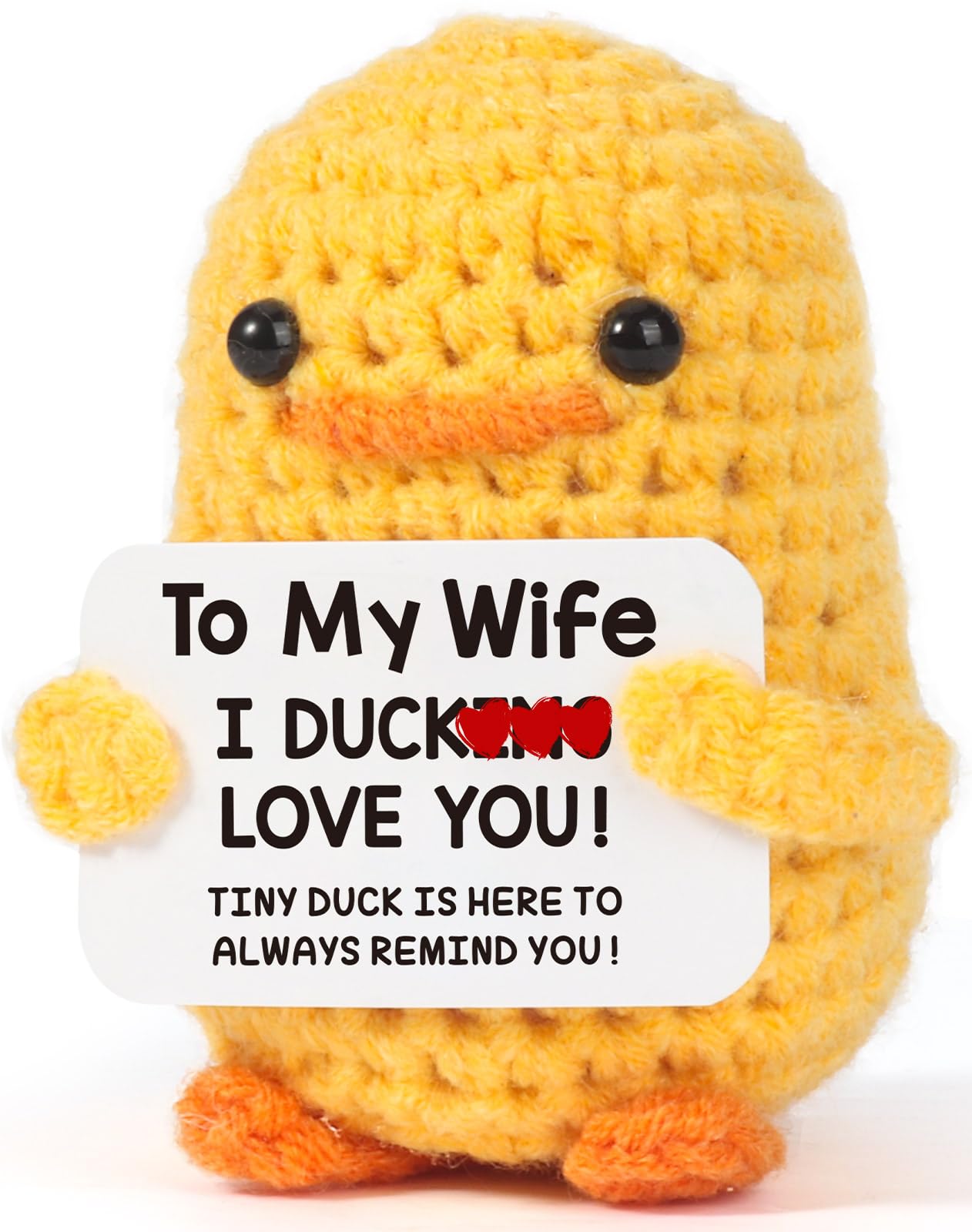 Tiny Crochet Duck Plush – Handmade Gift with Funny & Loving Messages