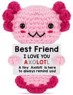 Handmade Axolotl Plush Gift with Message Card – Cute Crochet Stuffed Animal for Mom, Daughter, Sister, Grandma & More – Personalized Friendship & Family Gifts