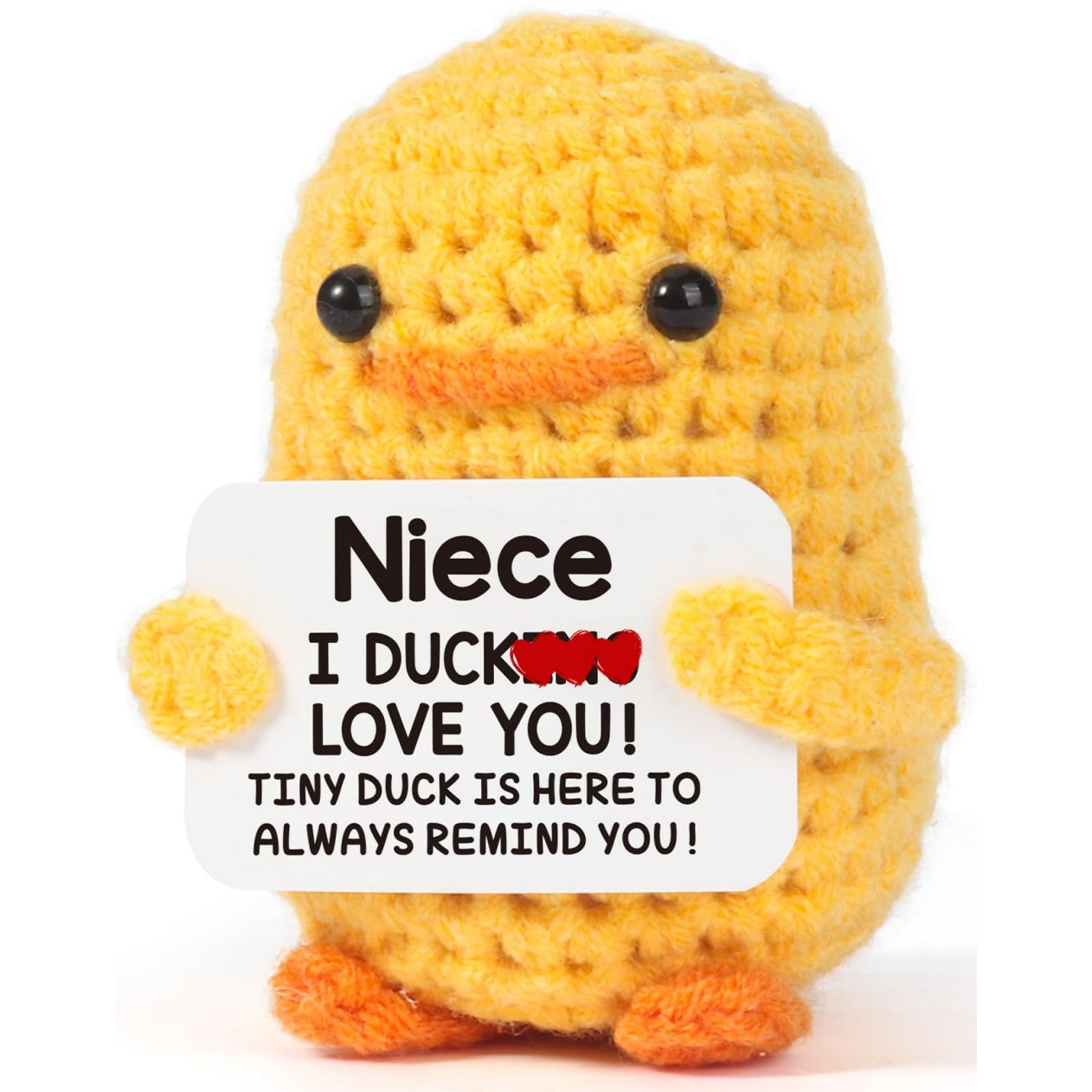 Tiny Crochet Duck Plush – Handmade Gift with Funny & Loving Messages