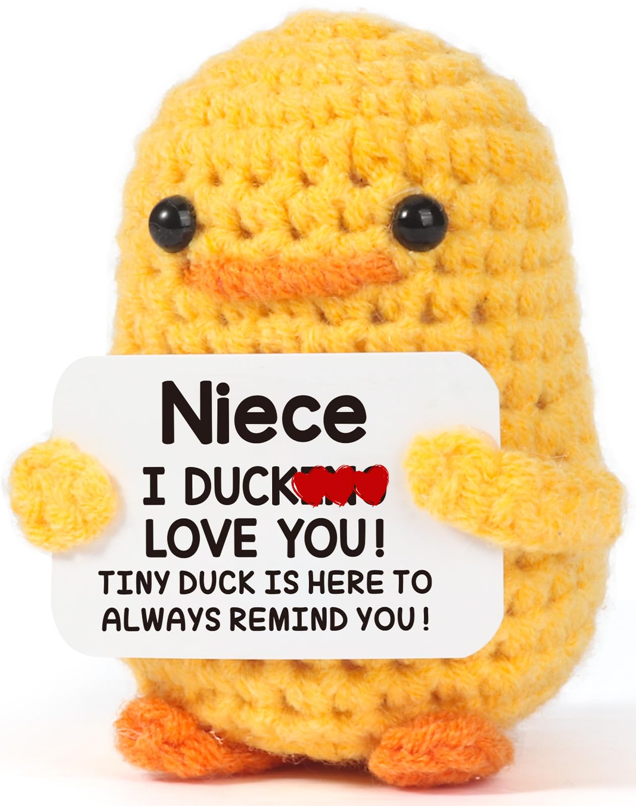Tiny Crochet Duck Plush – Handmade Gift with Funny & Loving Messages