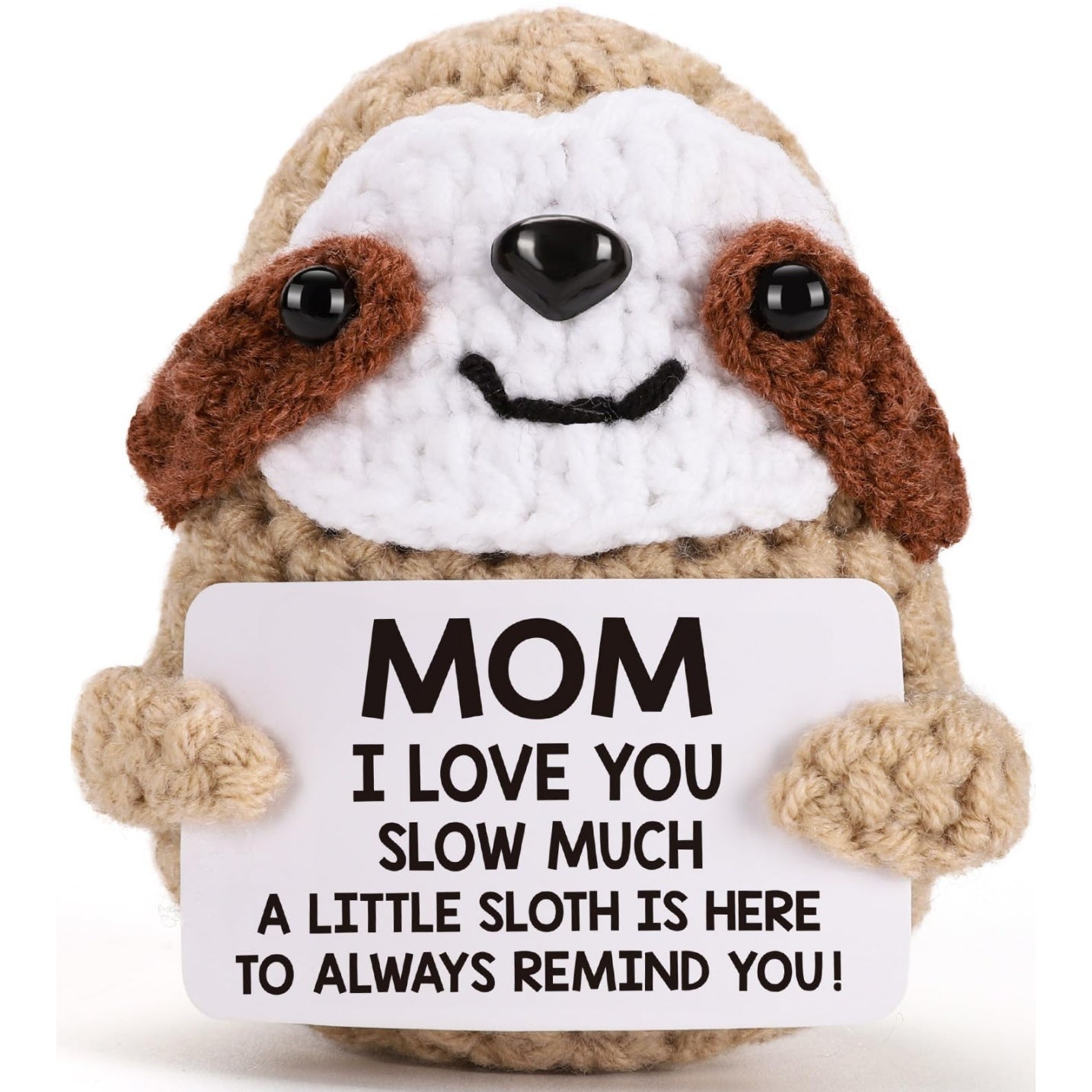 Tiny Crochet Sloth Plush – Handmade Gift with Positive Messages