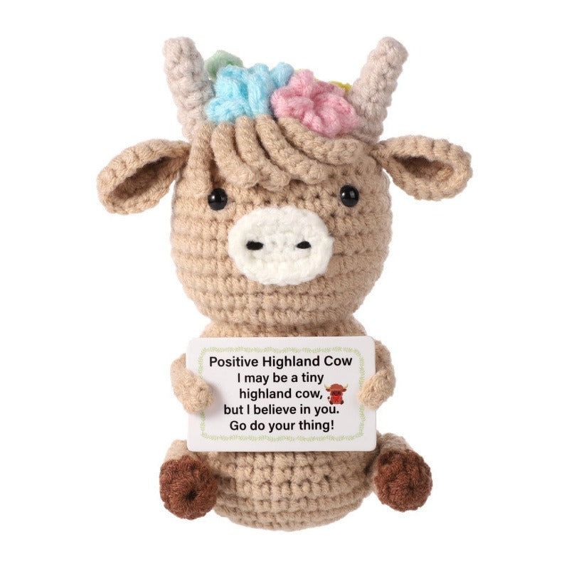 Beige Flower Highland Cow crochet plush variant