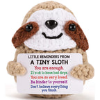 Tiny Crochet Sloth Plush – Handmade Gift with Positive Messages