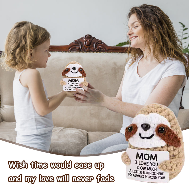 Tiny Crochet Sloth Plush – Handmade Gift with Positive Messages