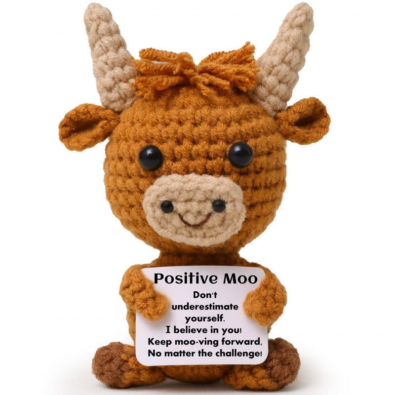 Brown Positive Moo crochet highland cow variant