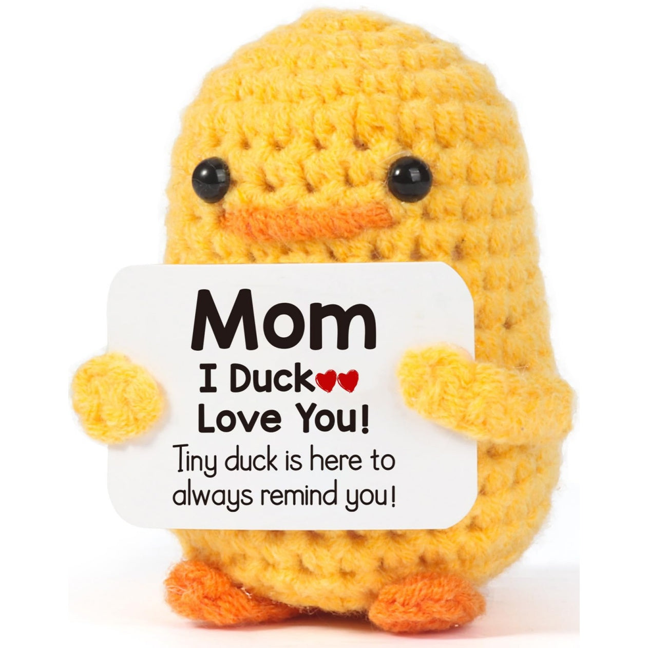 Tiny Crochet Duck Plush – Handmade Gift with Funny & Loving Messages