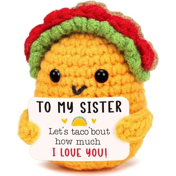 Tiny Crochet Taco Plush – Cute Handmade Gift with Message