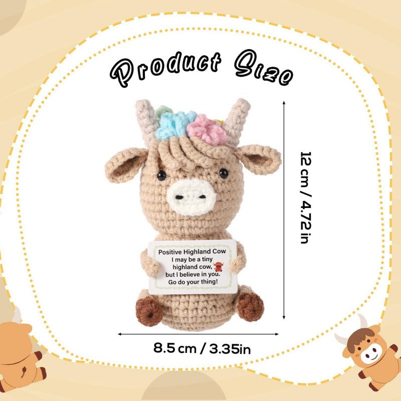 Beige Flower Highland Cow size chart 12 cm tall