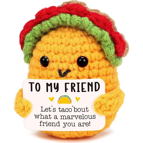 Tiny Crochet Taco Plush – Cute Handmade Gift with Message