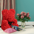 16 Inch Large Artificial Rose Teddy Bear with Gift Box for Anniversary, Birthday, Mother's Day, Valentine's Day, Romantic Gift for Her