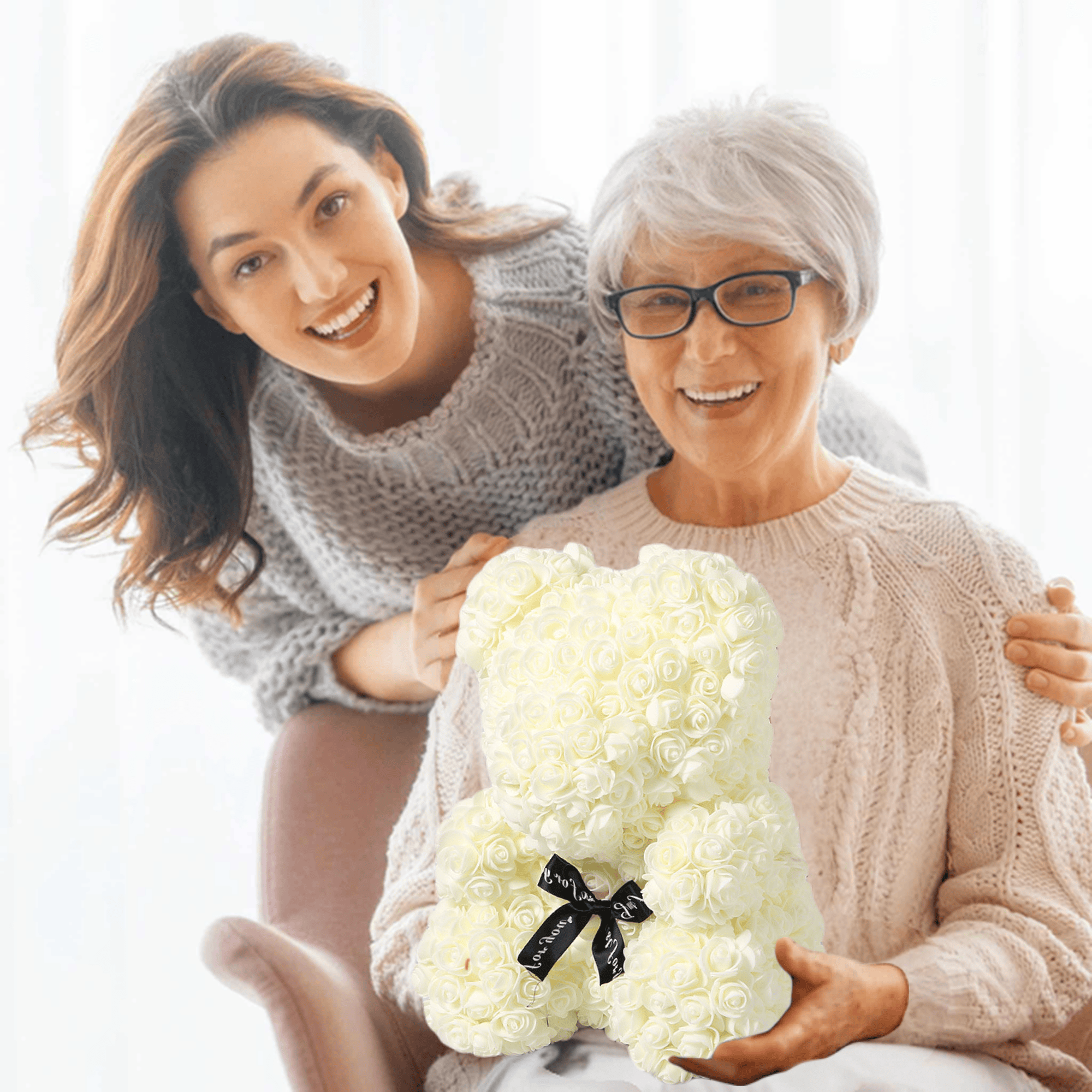 40,6 cm großer künstlicher Rosen-Teddybär mit Geschenkbox für Jahrestag, Geburtstag, Muttertag, Valentinstag, romantisches Geschenk für Sie