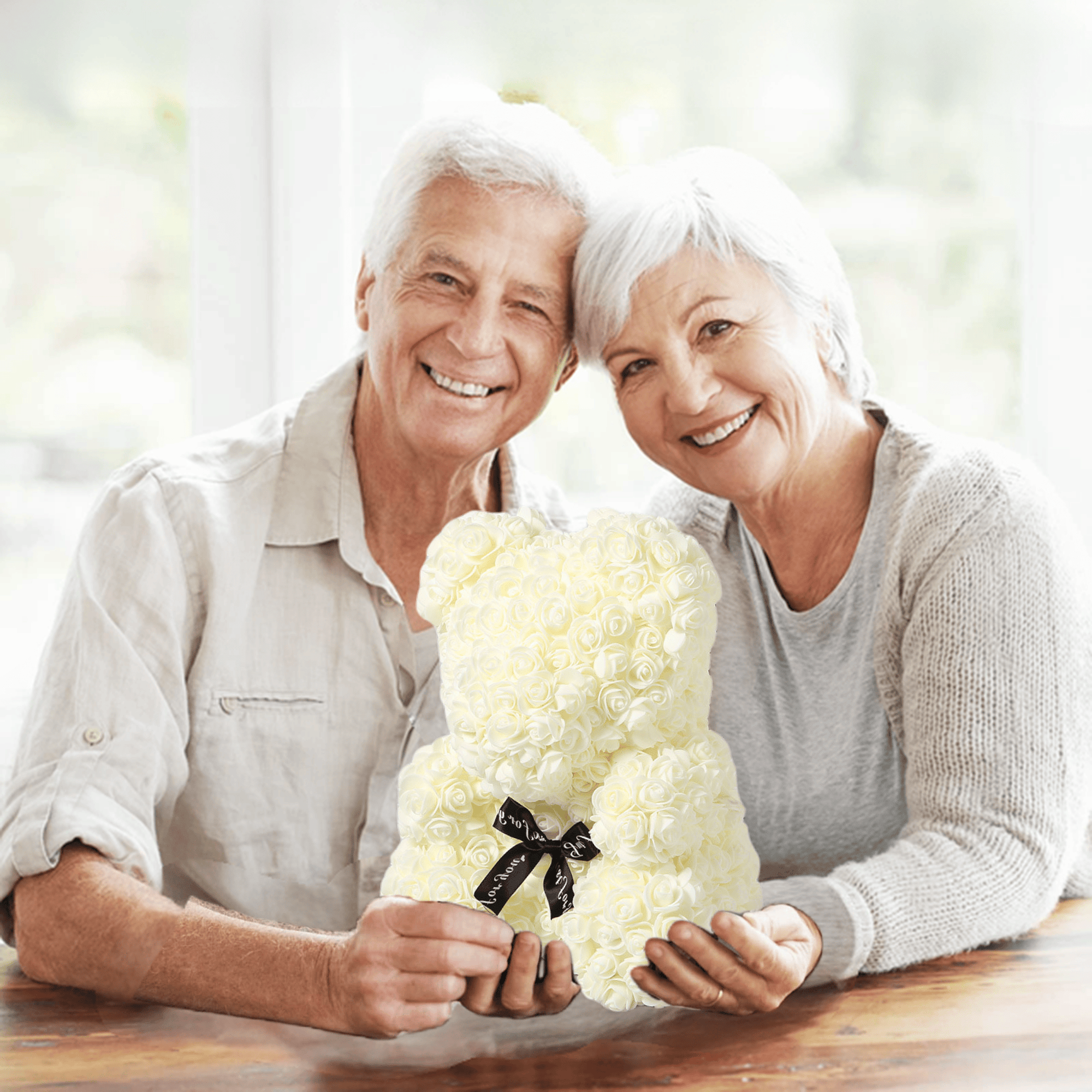 40,6 cm großer künstlicher Rosen-Teddybär mit Geschenkbox für Jahrestag, Geburtstag, Muttertag, Valentinstag, romantisches Geschenk für Sie