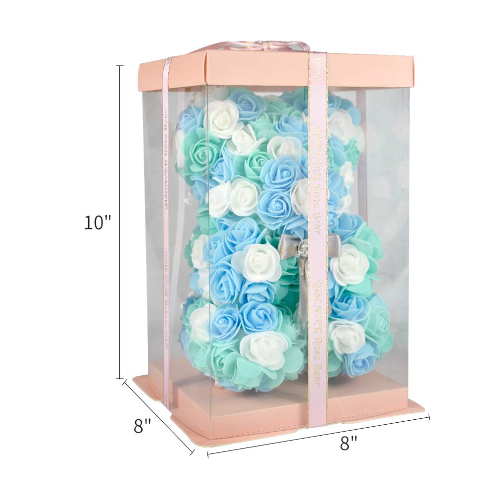 A charming artificial rose teddy bear displayed as a unique gift idea for loved ones, perfect for weddings and celebrations.