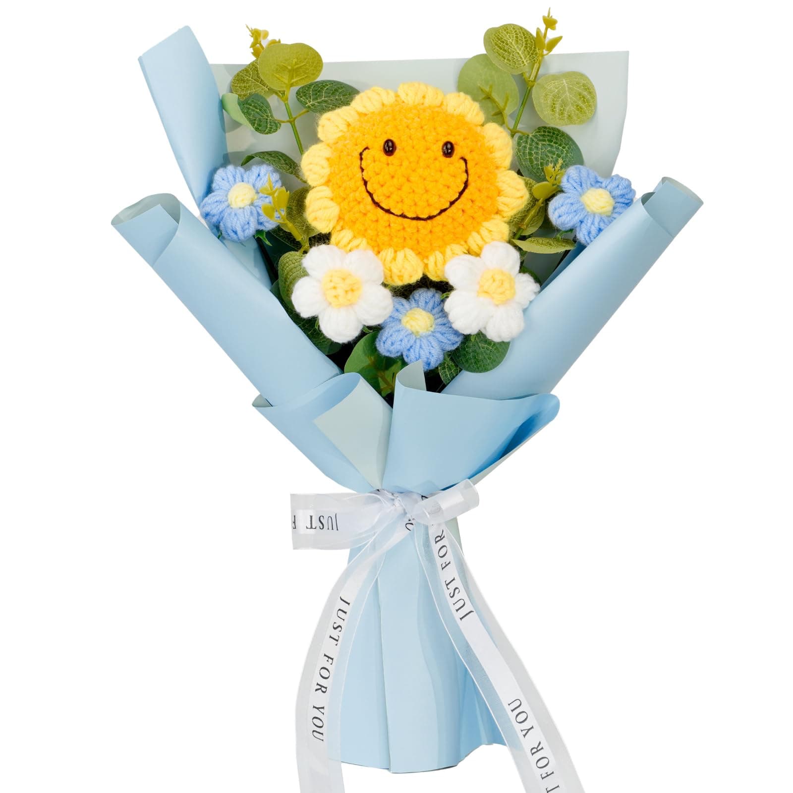 Hand-woven sunflower and rose bouquet, perfect for gifting on special occasions.