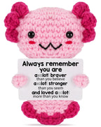 Handmade Axolotl Plush Gift with Message Card – Cute Crochet Stuffed Animal for Mom, Daughter, Sister, Grandma & More – Personalized Friendship & Family Gifts