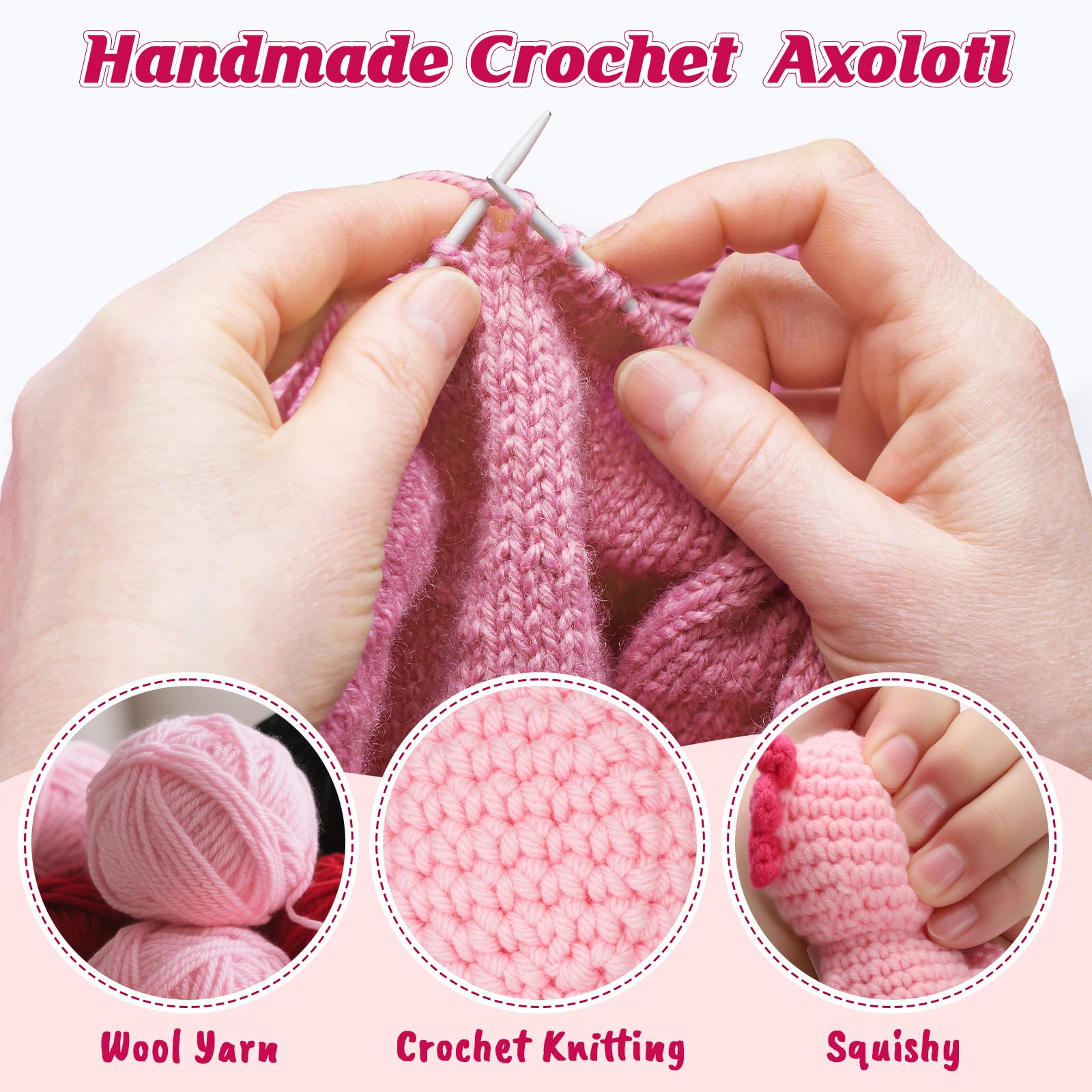 Handmade Axolotl Plush Gift with Message Card – Cute Crochet Stuffed Animal for Mom, Daughter, Sister, Grandma & More – Personalized Friendship & Family Gifts