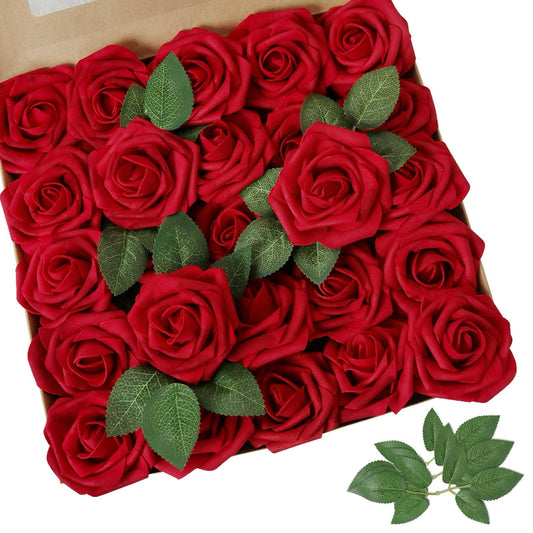 Elegant artificial roses with stems for DIY wedding bouquets, centerpieces, and holiday gifts.