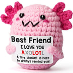 Handmade Axolotl Crochet Plush with Message Card – Cute Personalized Gift for Mom, Daughter, Sister, Grandma & Best Friend