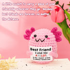Handmade Axolotl Crochet Plush with Message Card – Cute Personalized Gift for Mom, Daughter, Sister, Grandma & Best Friend