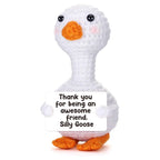 Tiny Crochet Goose Plush with Positive Message Card
