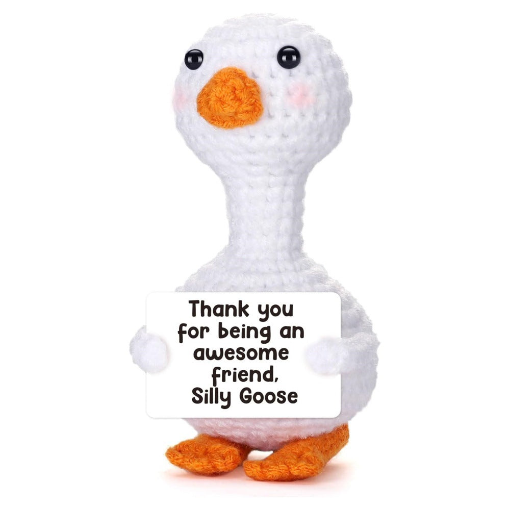 Tiny Crochet Goose Plush – Handmade Positive Message Gift