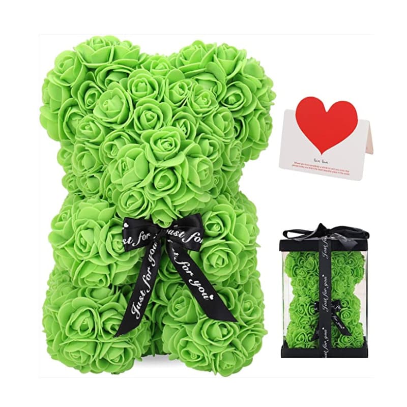 Stunning artificial rose teddy bear featuring a floral design, great for adding a touch of elegance to any room or event.