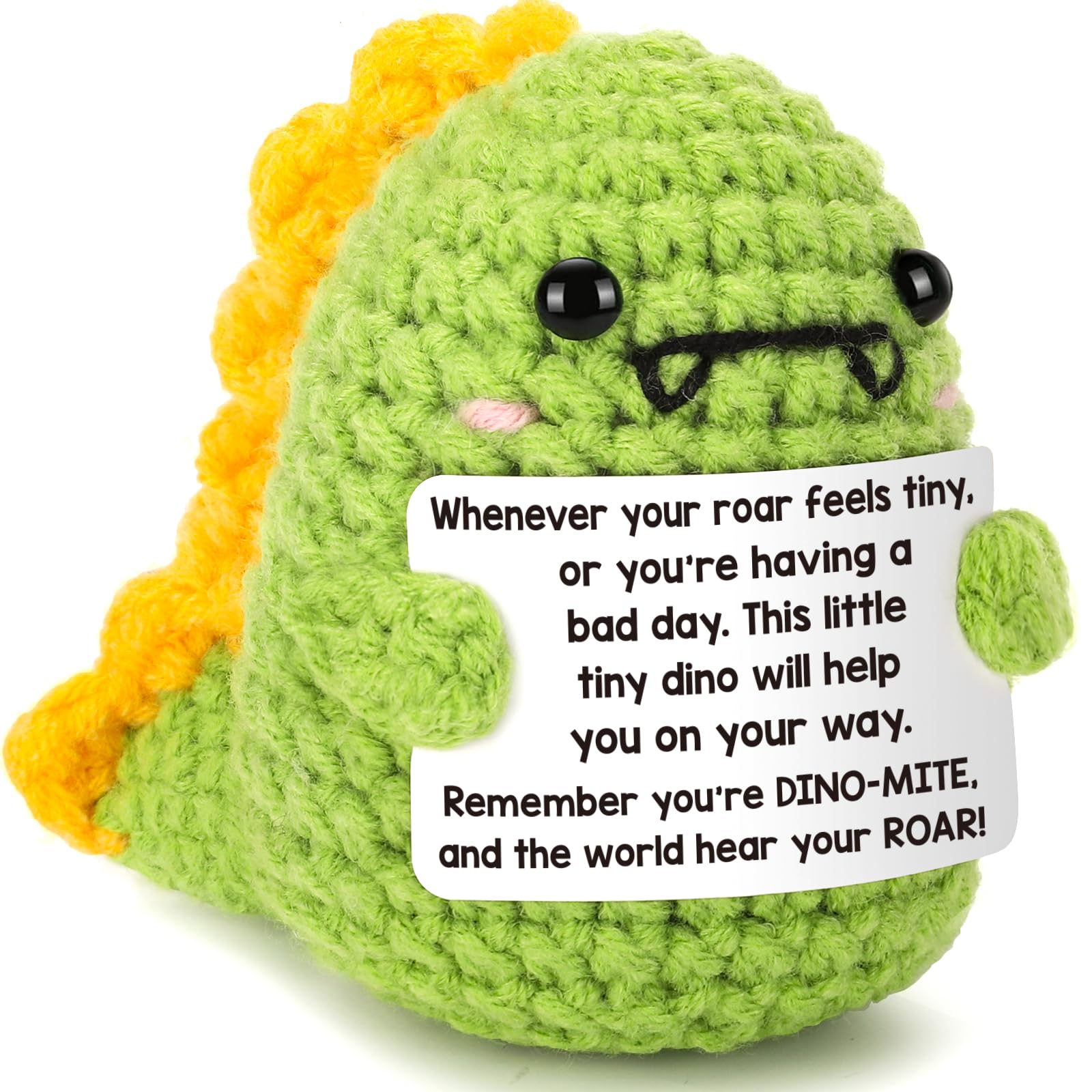 Crochet Dinosaur Plush - Motivational RAWR Means I Love You, Positive Messages for Friends & Family