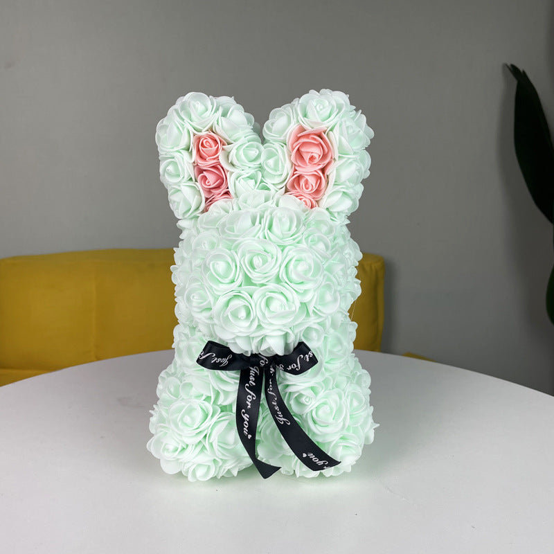 Artificial rose bunny decor, a thoughtful gift for Valentine’s Day