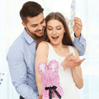 Light Pink floral bunny with roses, white accents, ribbon, and a love card, ideal for Easter, gifting to girlfriends, wives, and for anniversaries or special occasions
