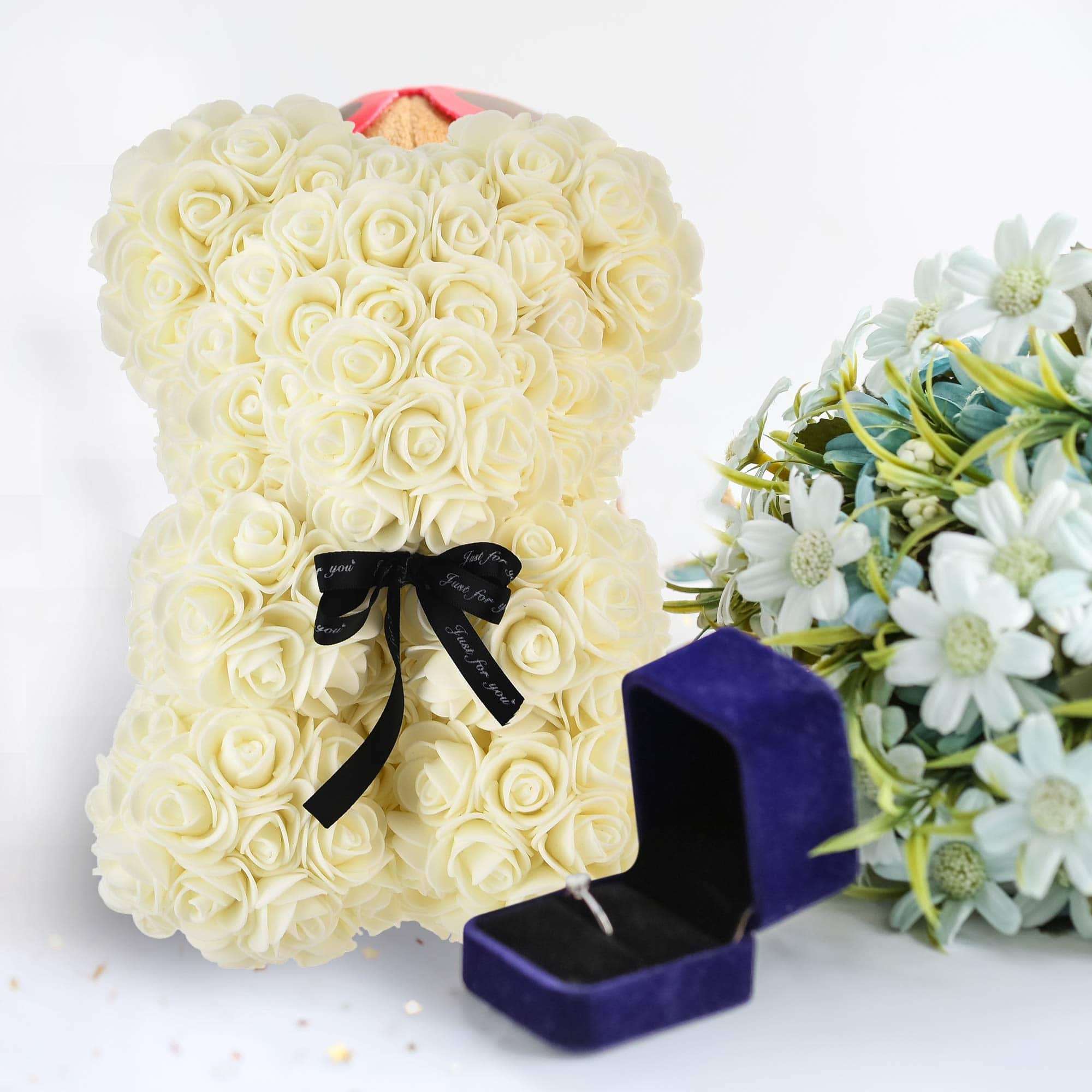 Thanksgiving rose teddy bear in a decorative box, a charming way to express gratitude to your loved ones.