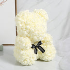 Milk White rose teddy bear with a black ribbon, heart necklace, thank you card, and gift box, perfect gift for her