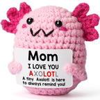 Handmade Axolotl Crochet Plush with Message Card – Cute Personalized Gift for Mom, Daughter, Sister, Grandma & Best Friend