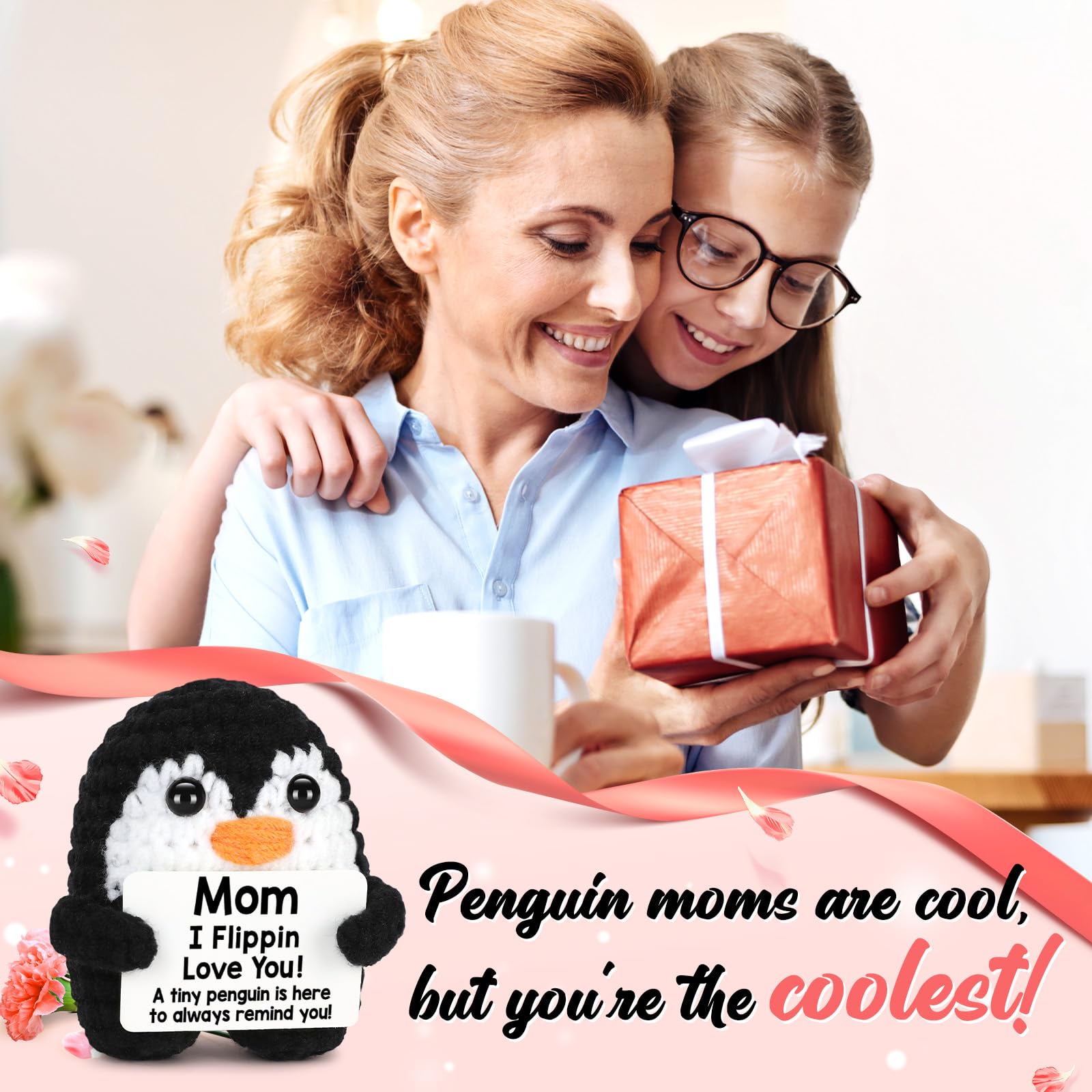 Crochet Penguin for Her with Love Message – I Love You Gift for Boyfriend Girlfriend Husband Wife, Romantic Anniversary, Birthday, Graduation or Wedding Gift for Couples