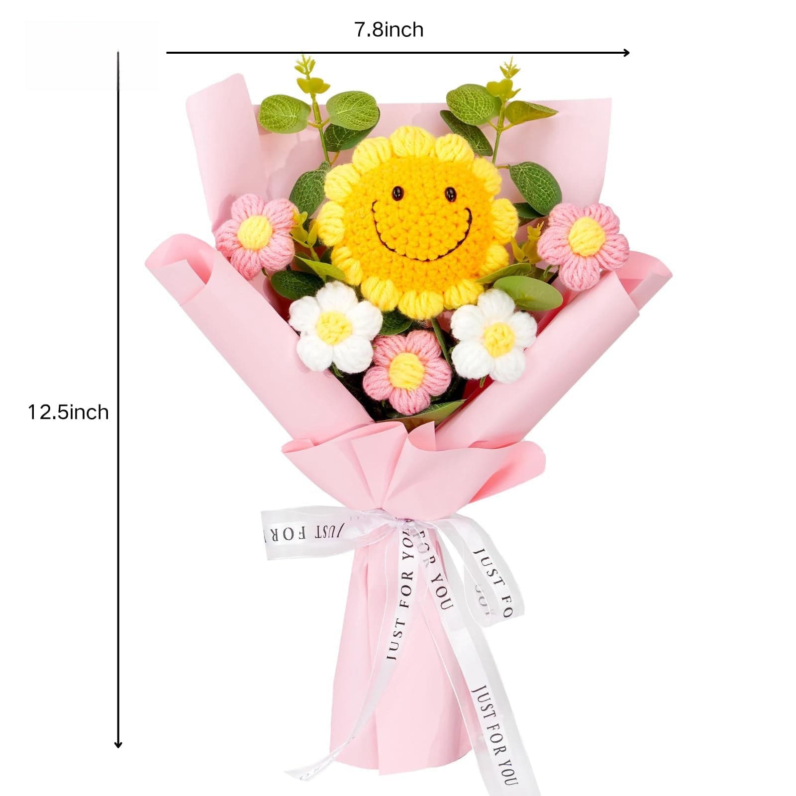 Hand-woven sunflower and rose bouquet, perfect for expressing love and care.