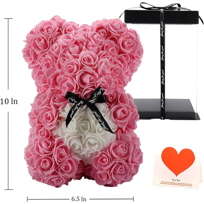 With Heart - Artificial Rose Teddy Bear - Romantic Gift for Any Occasion