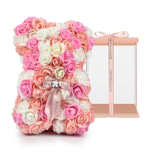 A charming artificial rose teddy bear, perfect for gift-giving, special events, or as a decorative centerpiece.