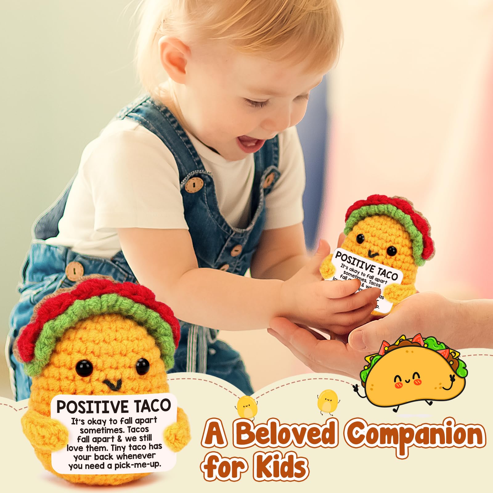 Tiny Crochet Taco Plush – Cute Handmade Gift with Message