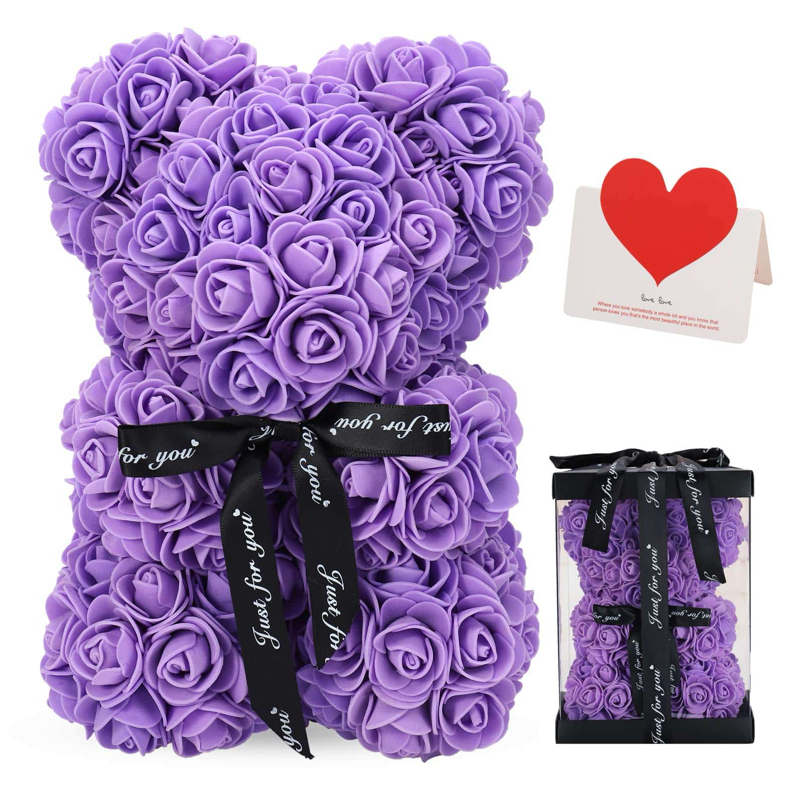 A stunning artificial rose flower arrangement in the shape of a teddy bear, perfect for a romantic gift.