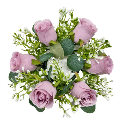 Versatile artificial rose and candle wreath centerpiece, suitable for holiday table settings, weddings, or everyday home decor.