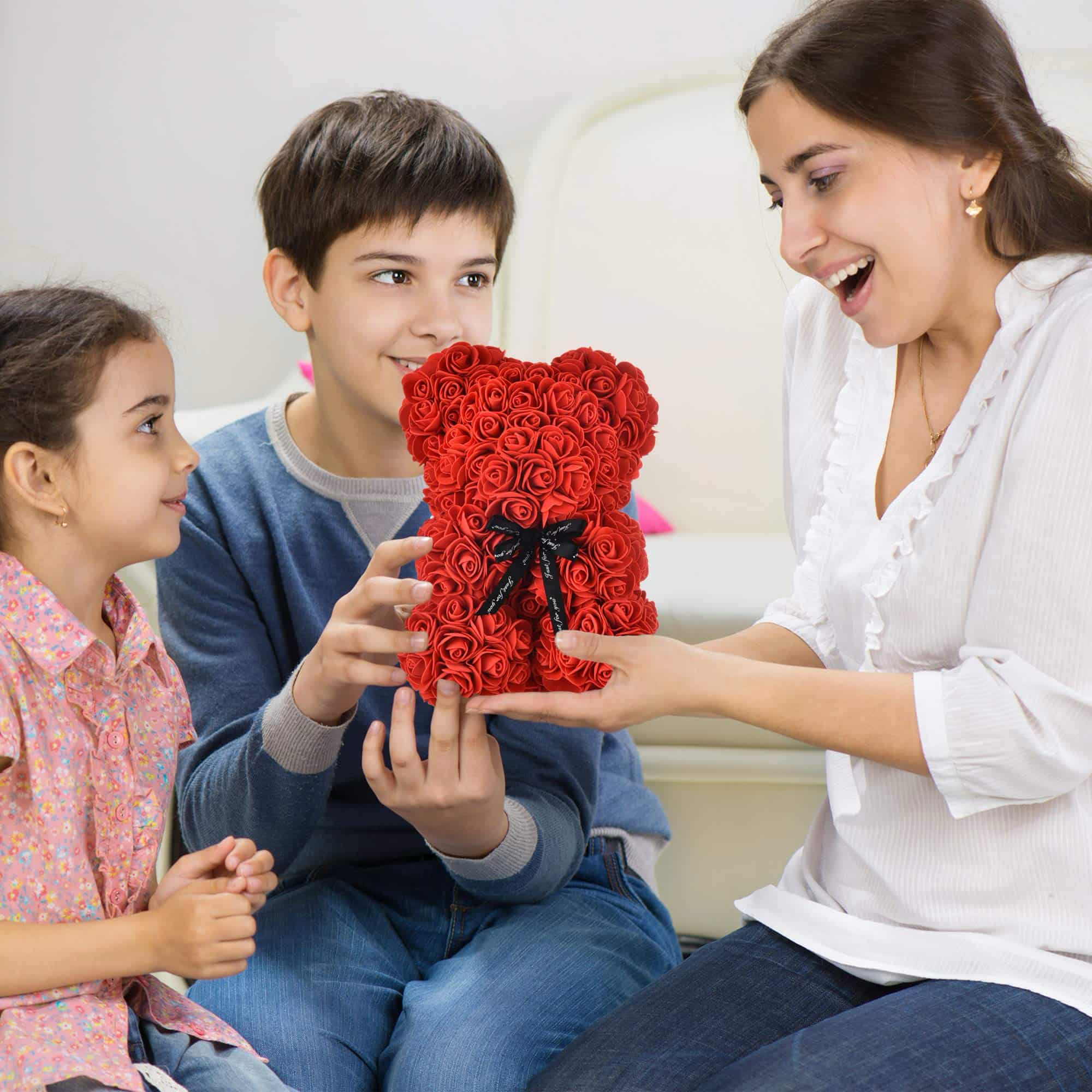 Mother's Day rose bear in a ribboned box, a perfect gift for the special woman in your life.