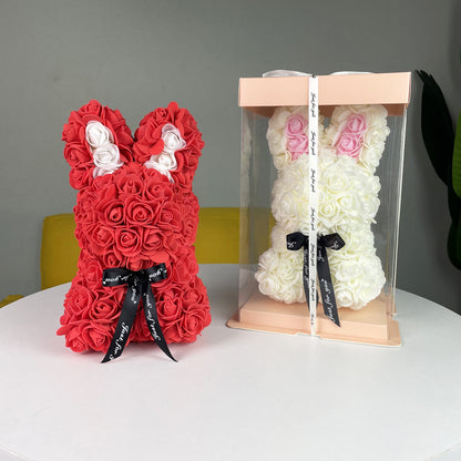 Unique PE rose bunny gift, everlasting flowers in cute bunny shape