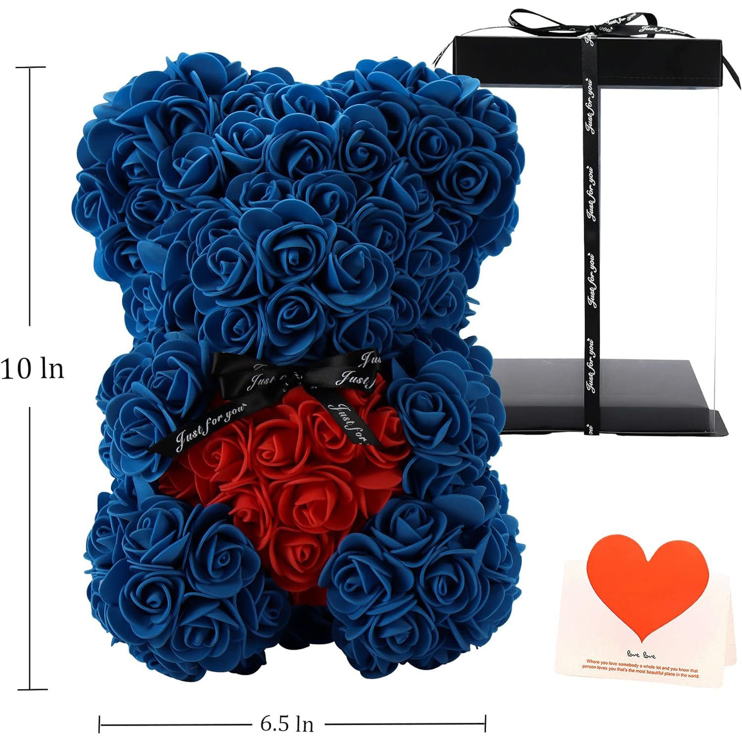 10 Inch Artificial Rose Teddy Bear with a Heart Design- Romantic Gift for Any Occasion