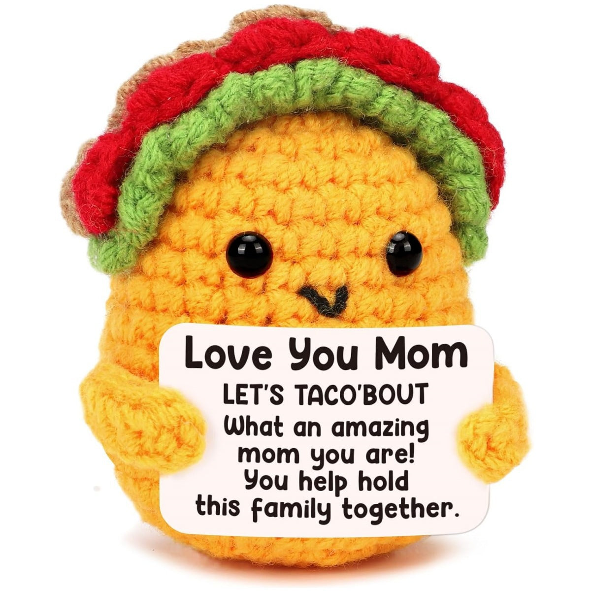 Tiny Crochet Taco Plush – Cute Handmade Gift with Message