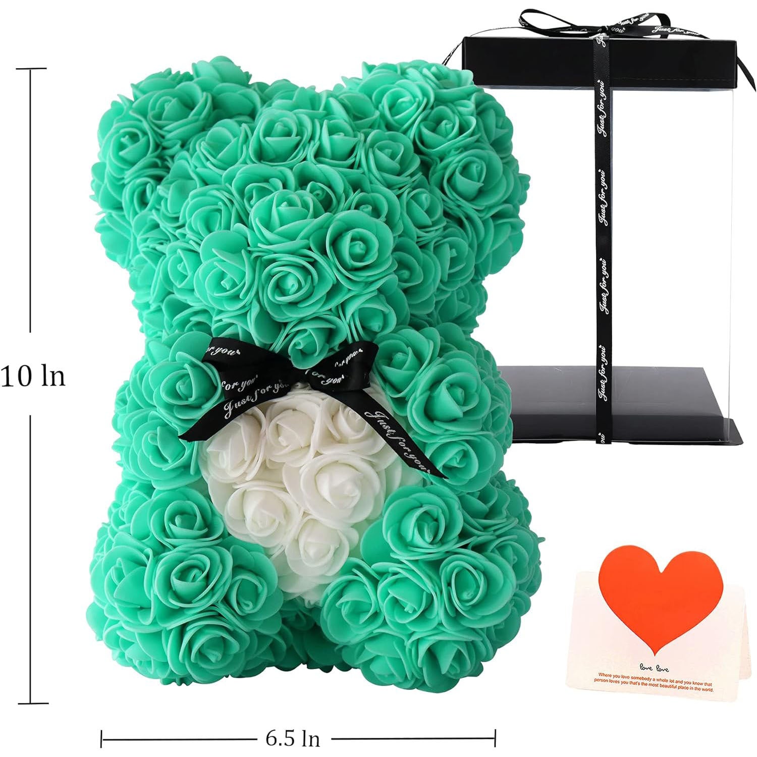 10 Inch Artificial Rose Teddy Bear with a Heart Design- Romantic Gift for Any Occasion