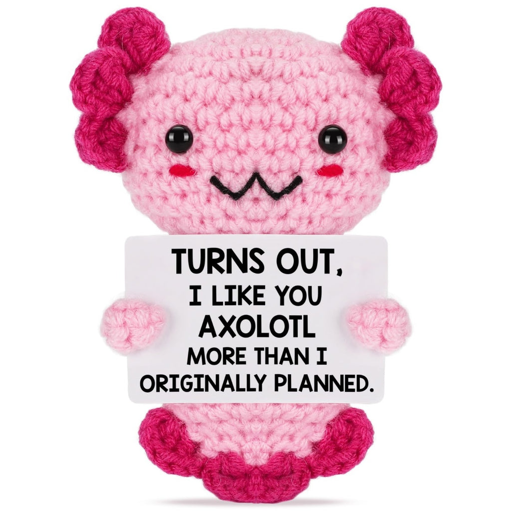 Handmade Axolotl Plush with Message Card – Cute Crochet Stuffed Animal for Mom, Daughter, Sister, Grandma & More – Personalized Gift