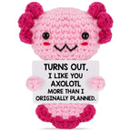 Handmade Axolotl Plush with Message Card – Cute Crochet Stuffed Animal for Mom, Daughter, Sister, Grandma & More – Personalized Gift